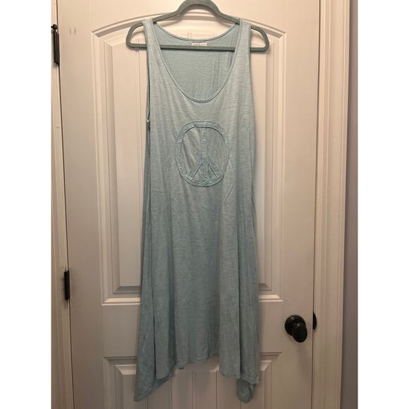 Rabalder Women’s Sleeveless Peace Sign Casual Summer Tank‎ Dress Size XXL Blue - Picture 1 of 4